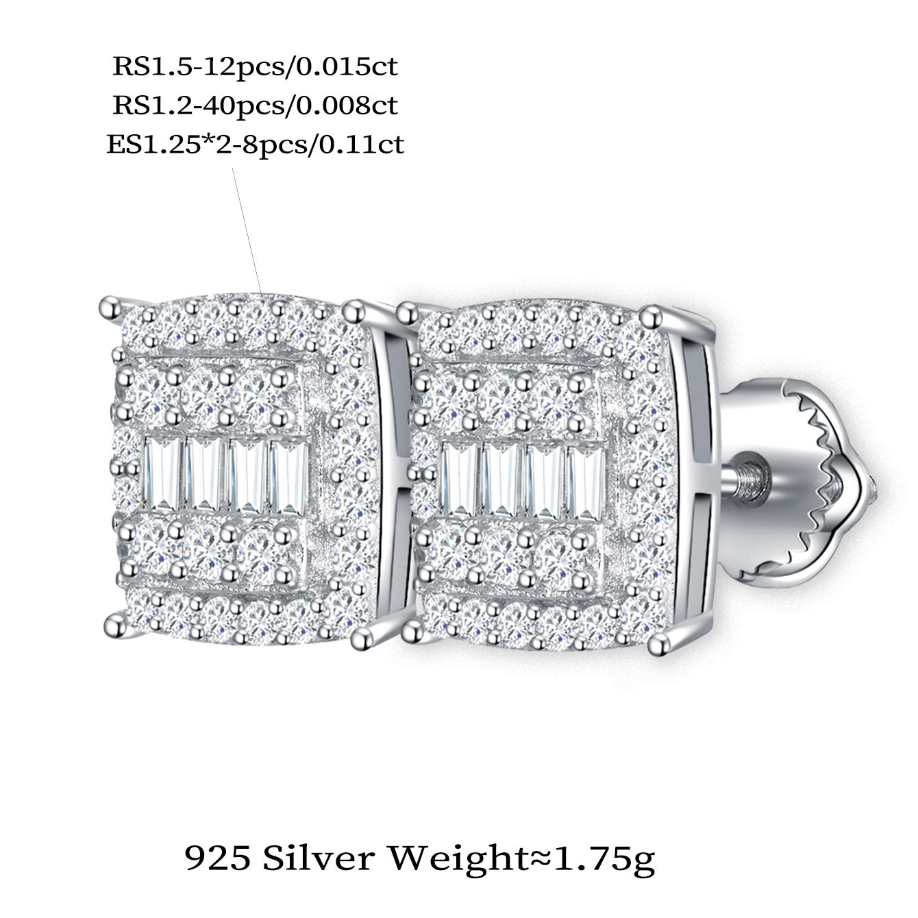 Vintage Square Sparkle Studs