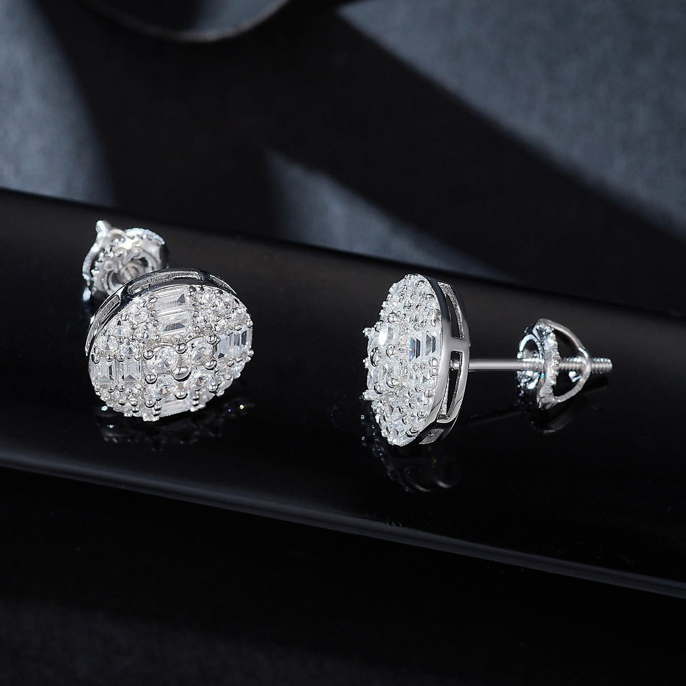 Round Diamond Cluster Inlay Studs