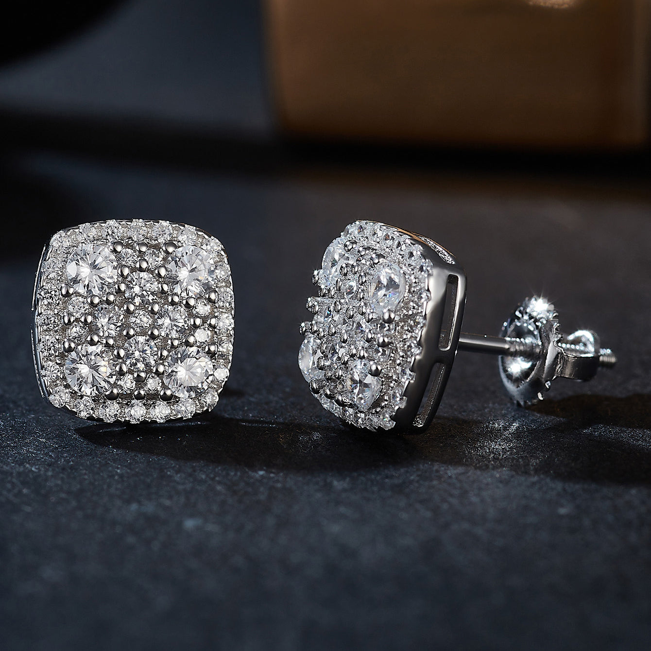 Square Cluster Sparkle Studs