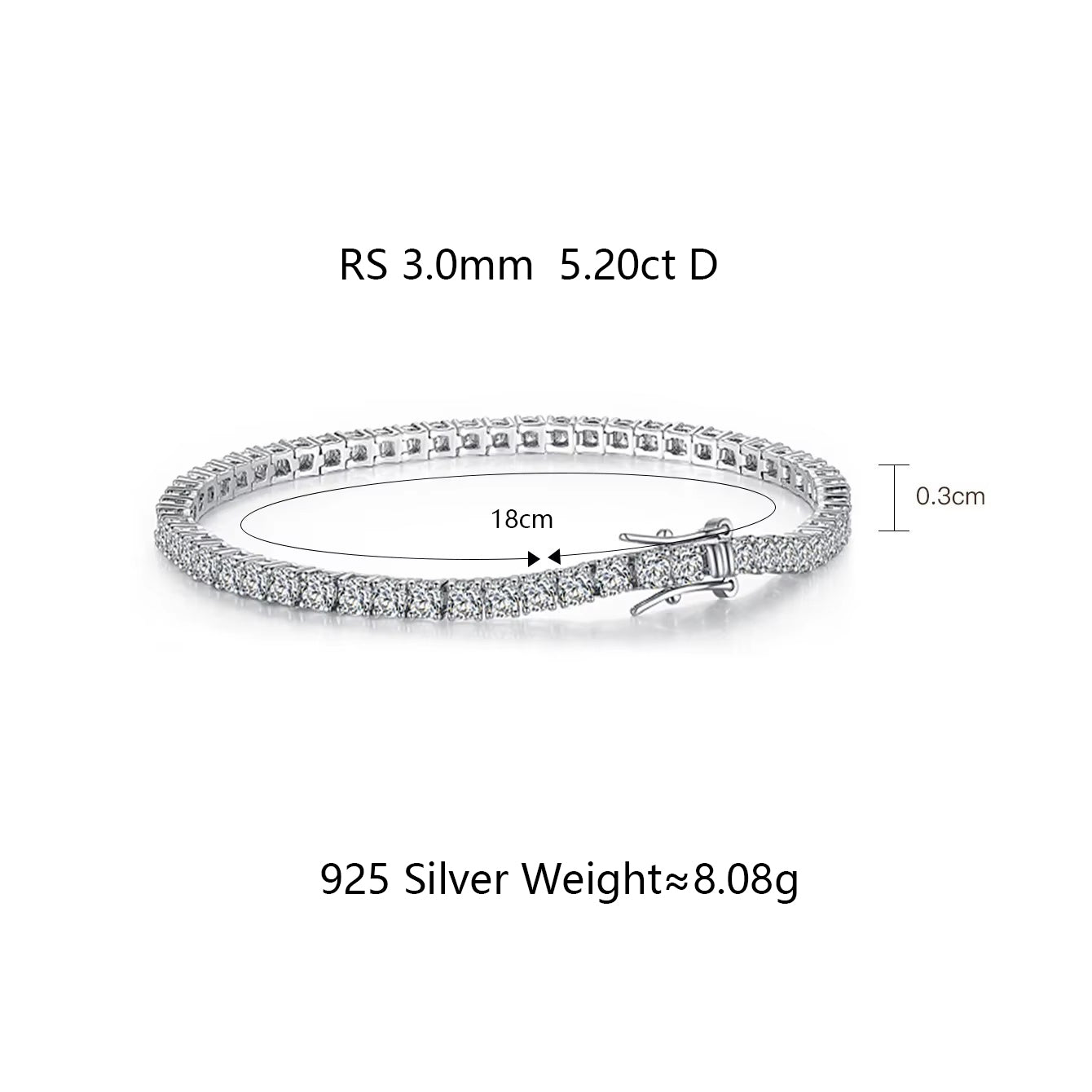 Elegant Sparkle Tennis Bracelet 3mm/7inch