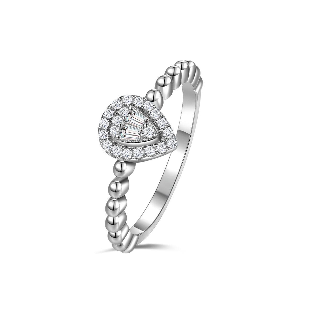 Teardrop Halo Beaded Ring