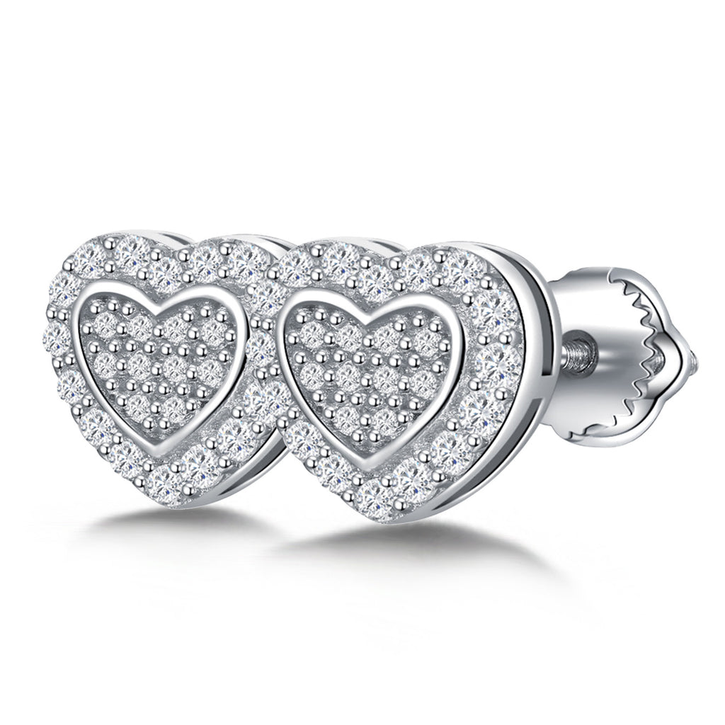 Twin Heart Sparkle Studs