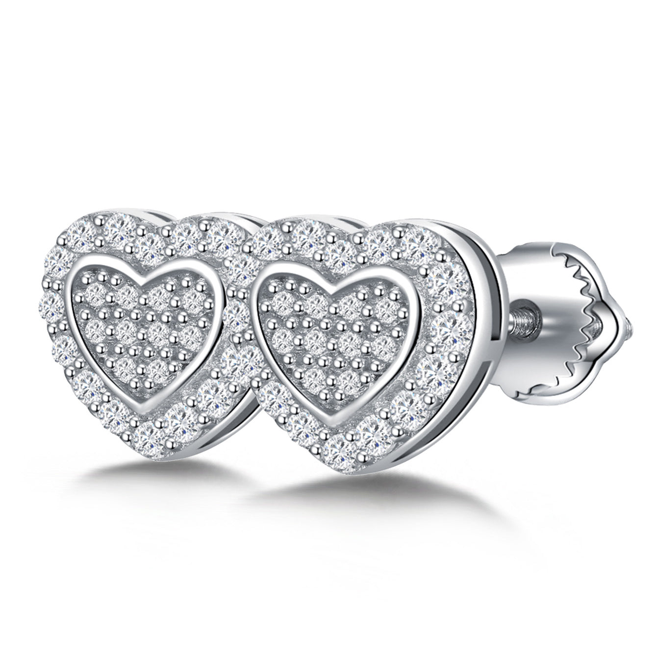 Twin Heart Sparkle Studs