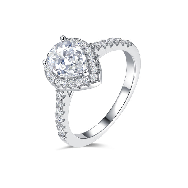 Teardrop Halo Sparkle Ring Hover Image