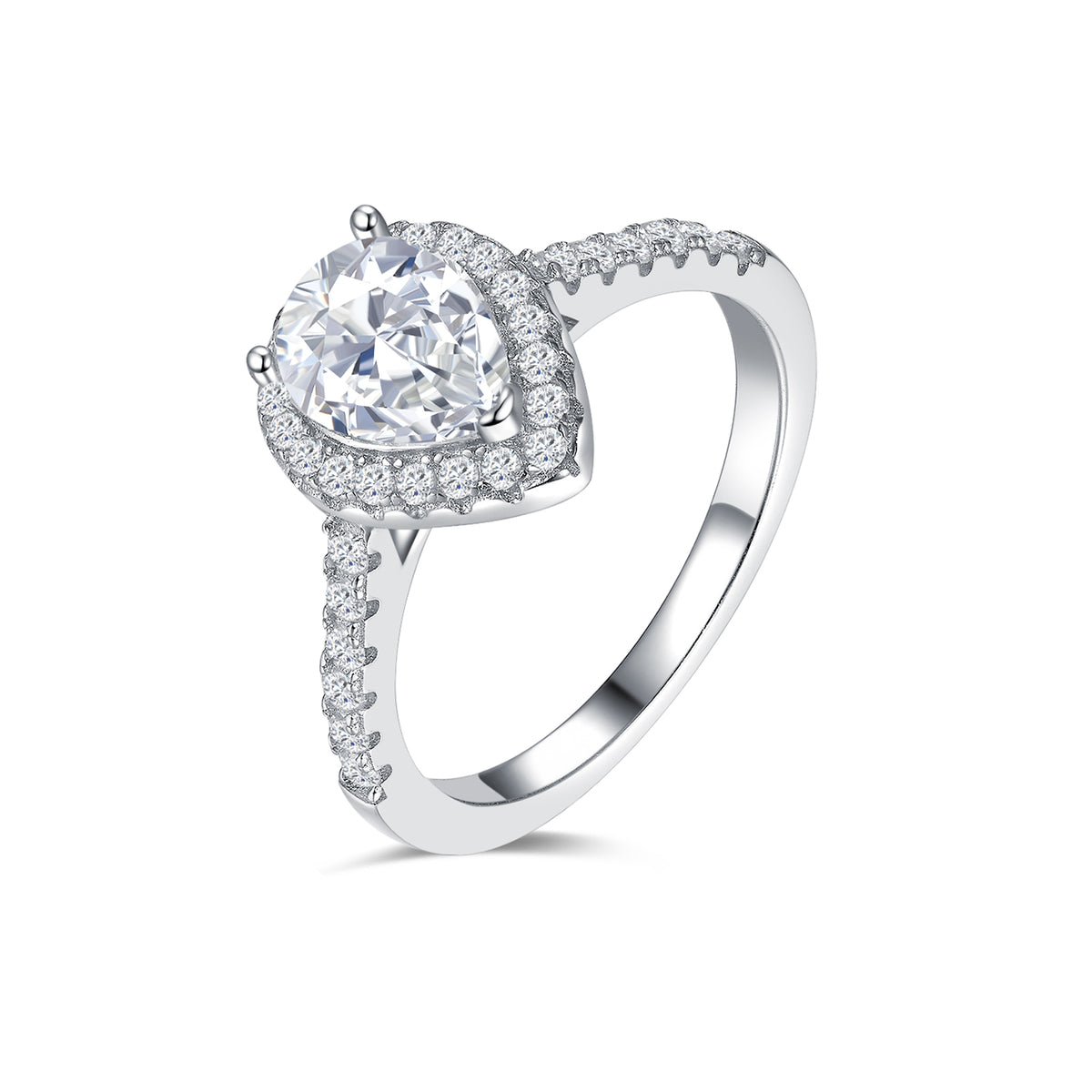 Teardrop Halo Sparkle Ring