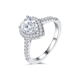 Teardrop Halo Sparkle Ring