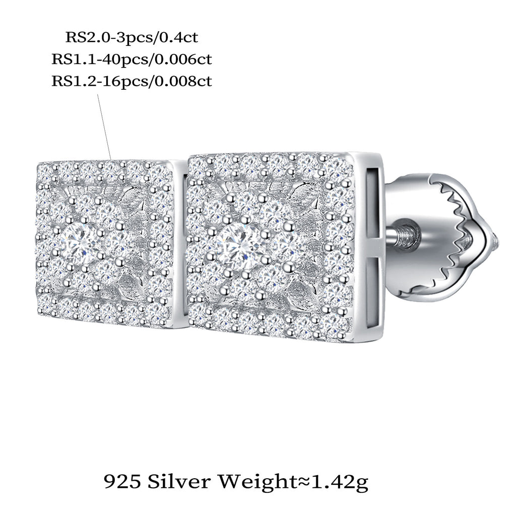 Square Floral Sparkle Studs