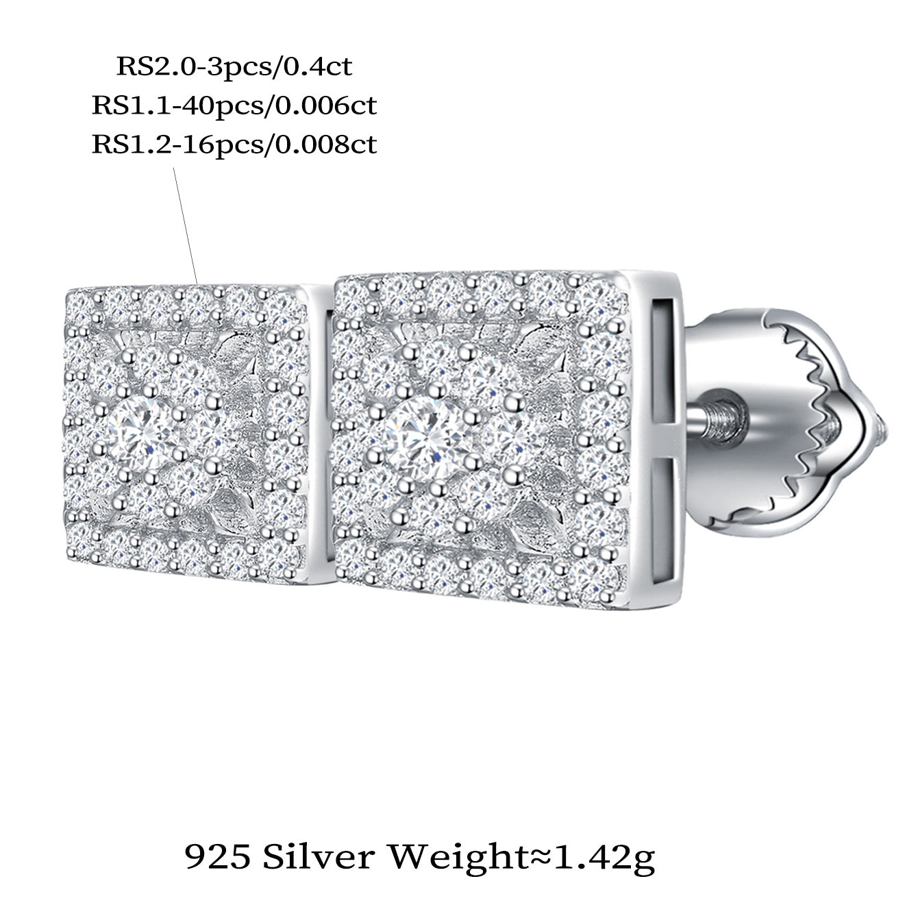 Square Floral Sparkle Studs