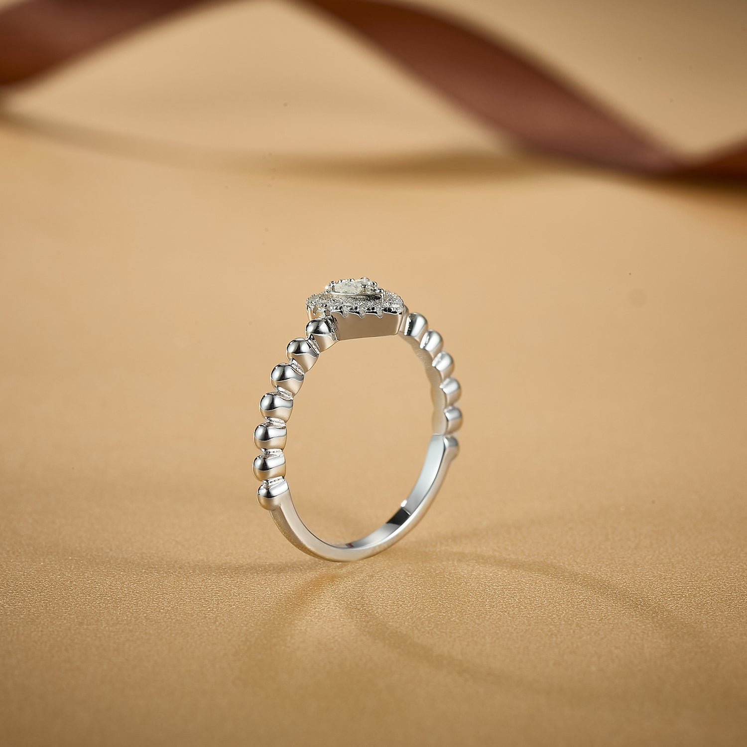 Teardrop Halo Beaded Ring