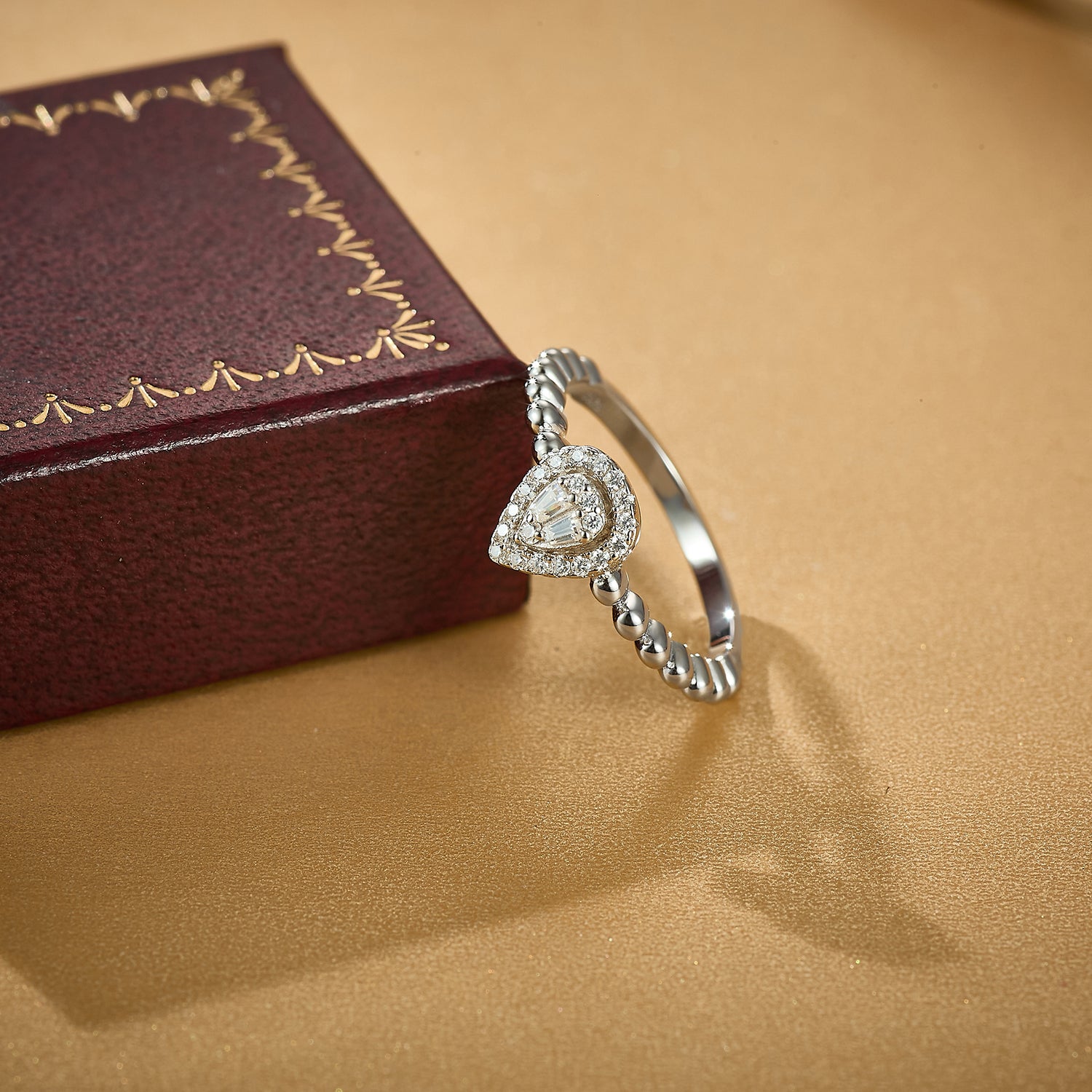 Teardrop Halo Beaded Ring