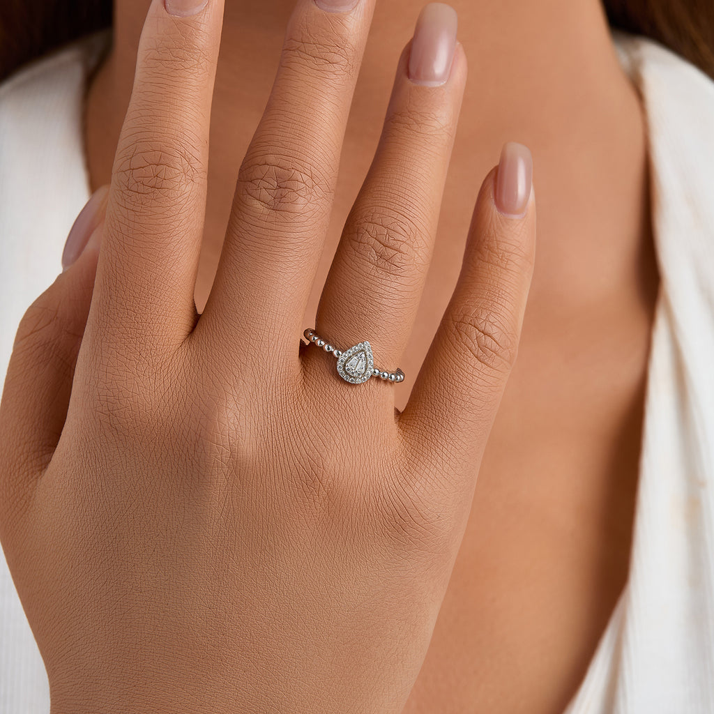 Teardrop Halo Beaded Ring