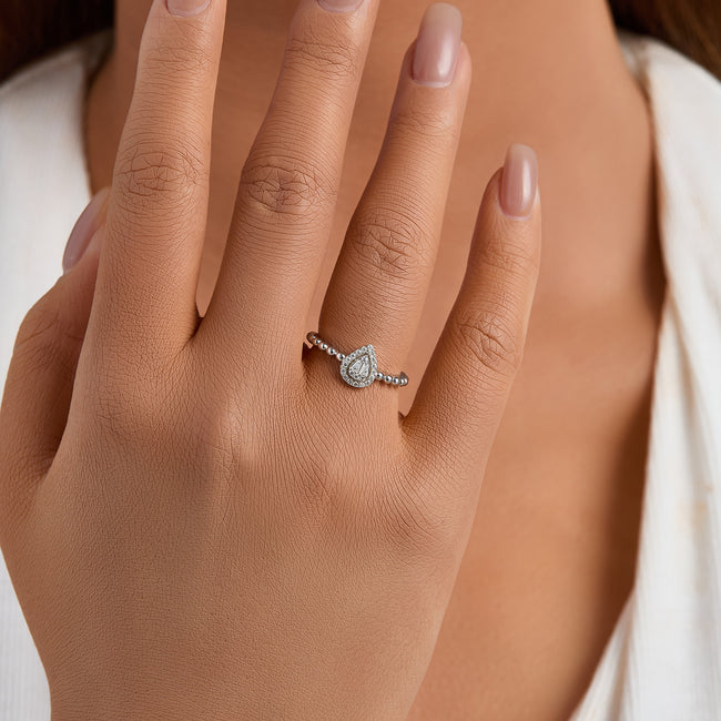 Teardrop Halo Beaded Ring Main Image