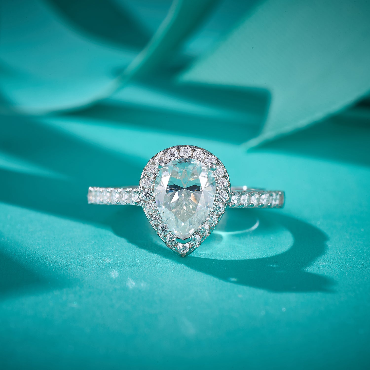 Teardrop Halo Sparkle Ring