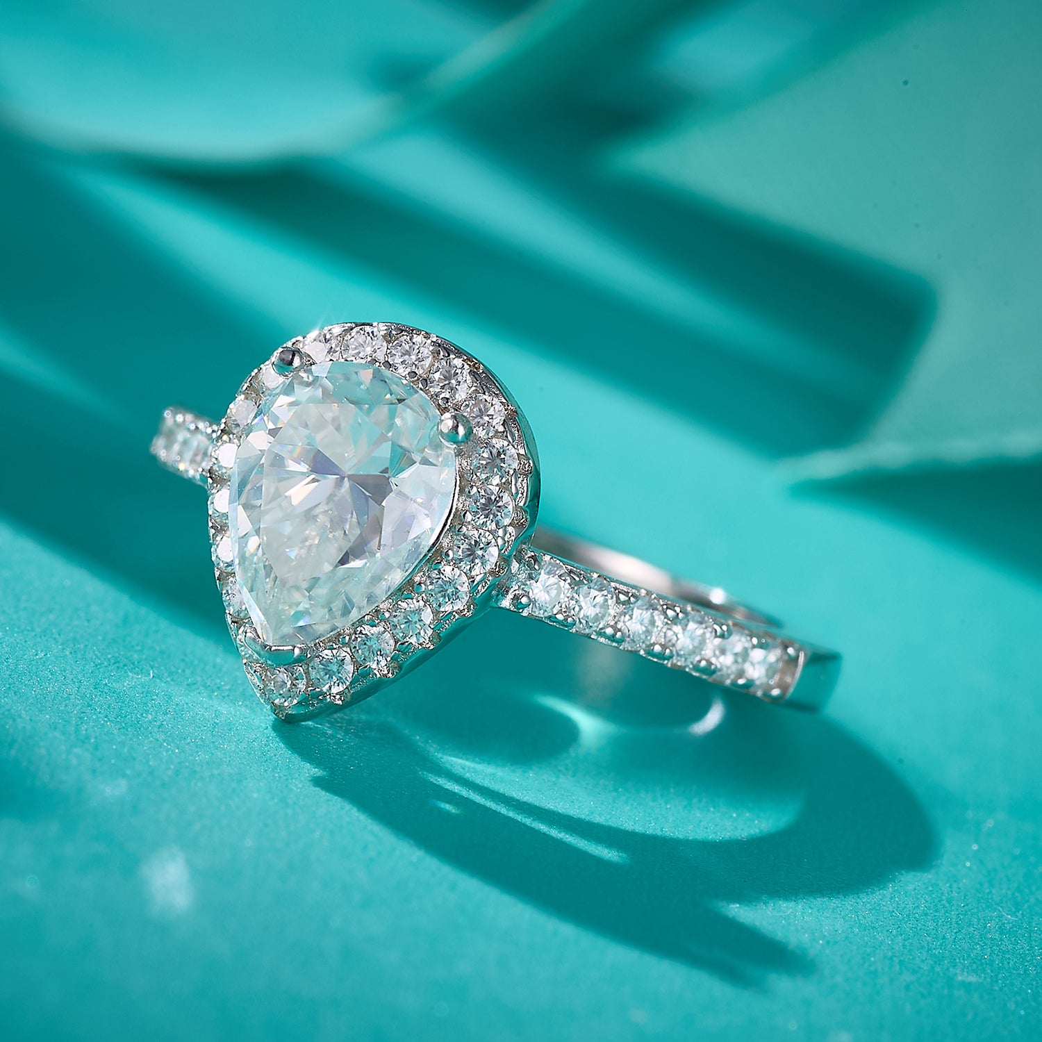 Teardrop Halo Sparkle Ring