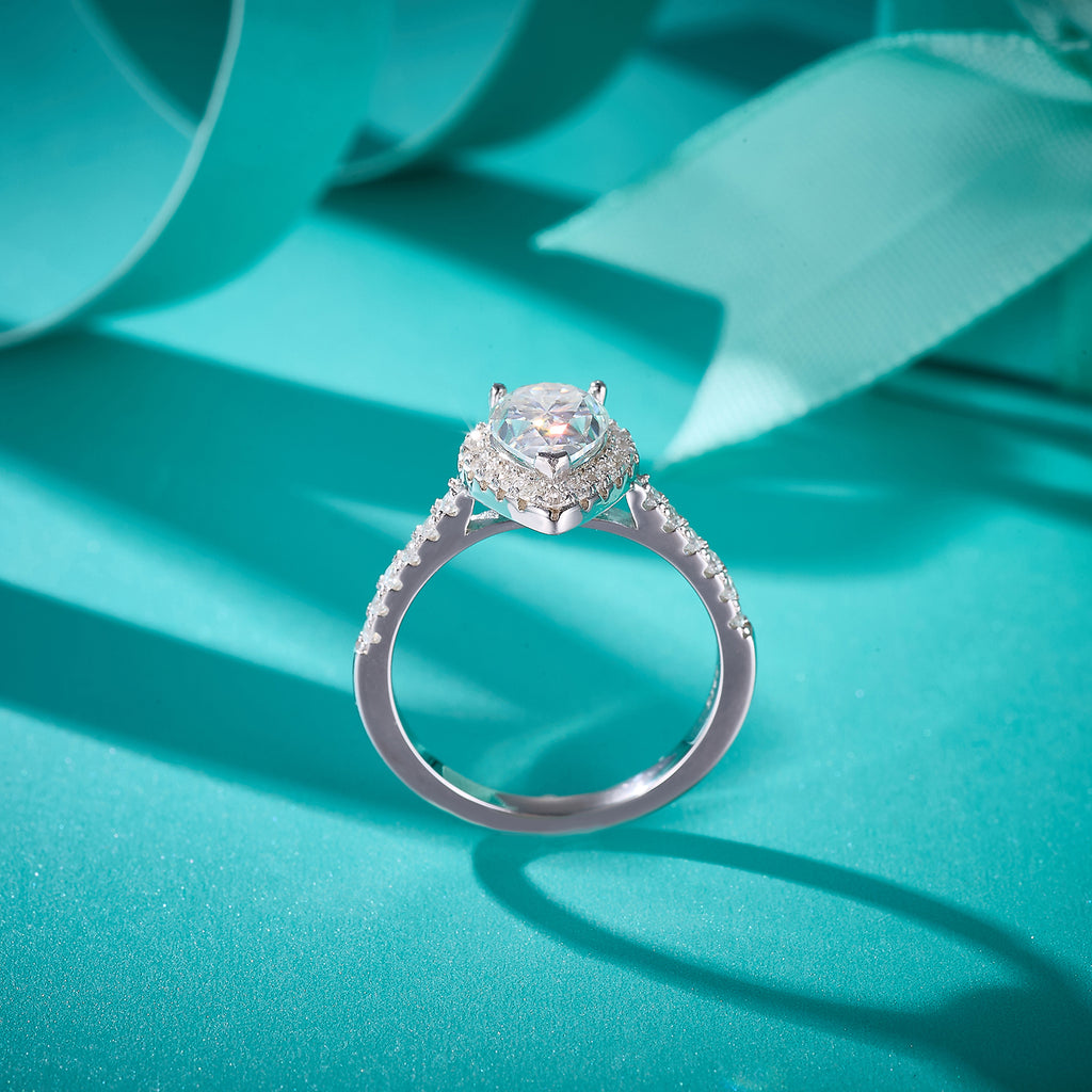 Teardrop Halo Sparkle Ring