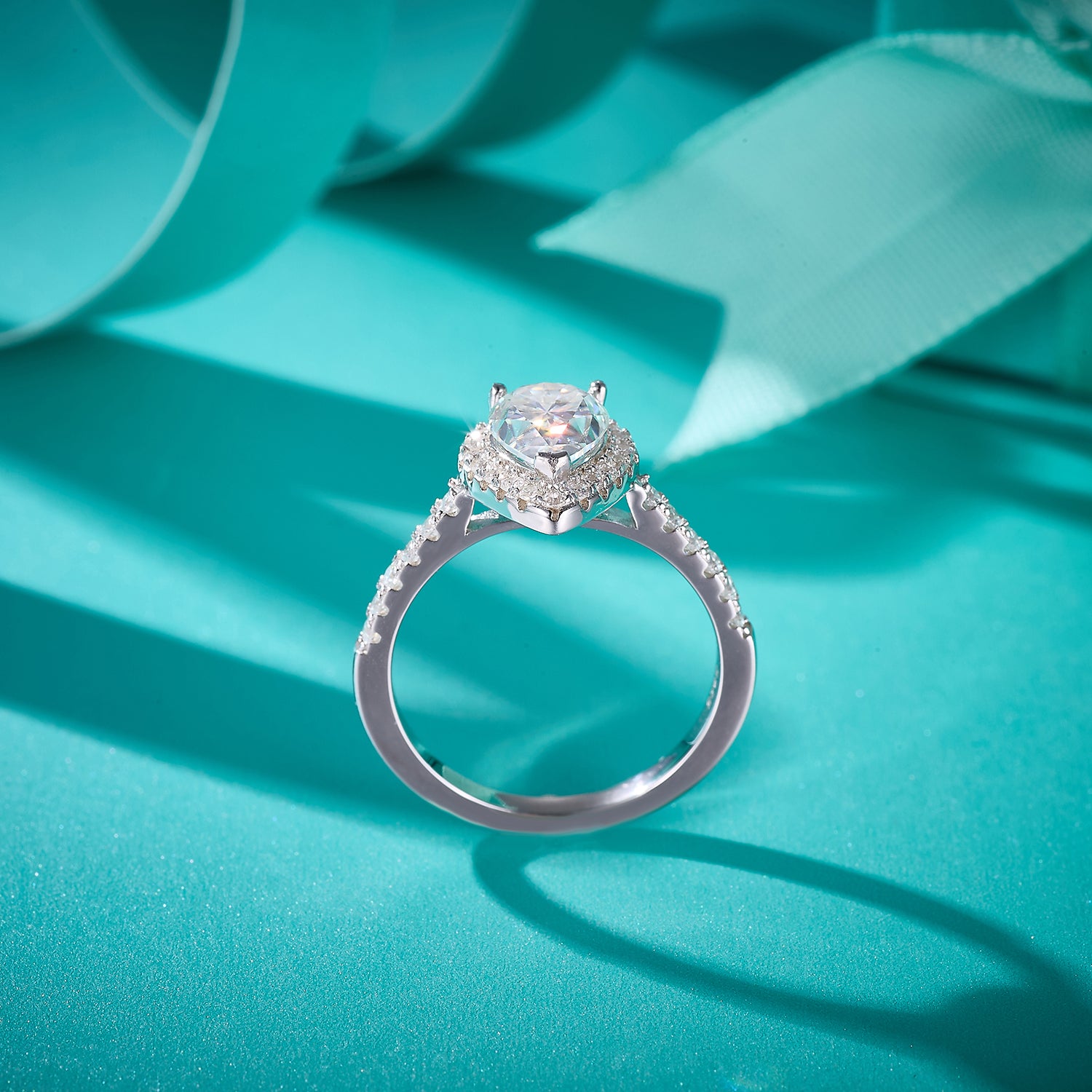 Teardrop Halo Sparkle Ring