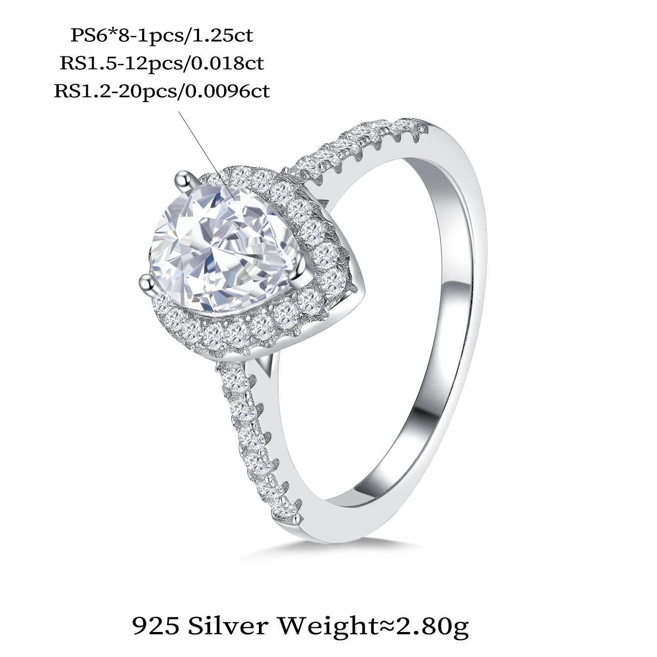 Teardrop Halo Sparkle Ring