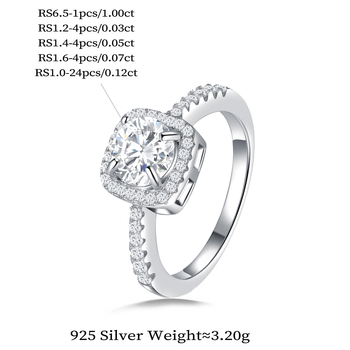 Cushion Halo Luxe Ring