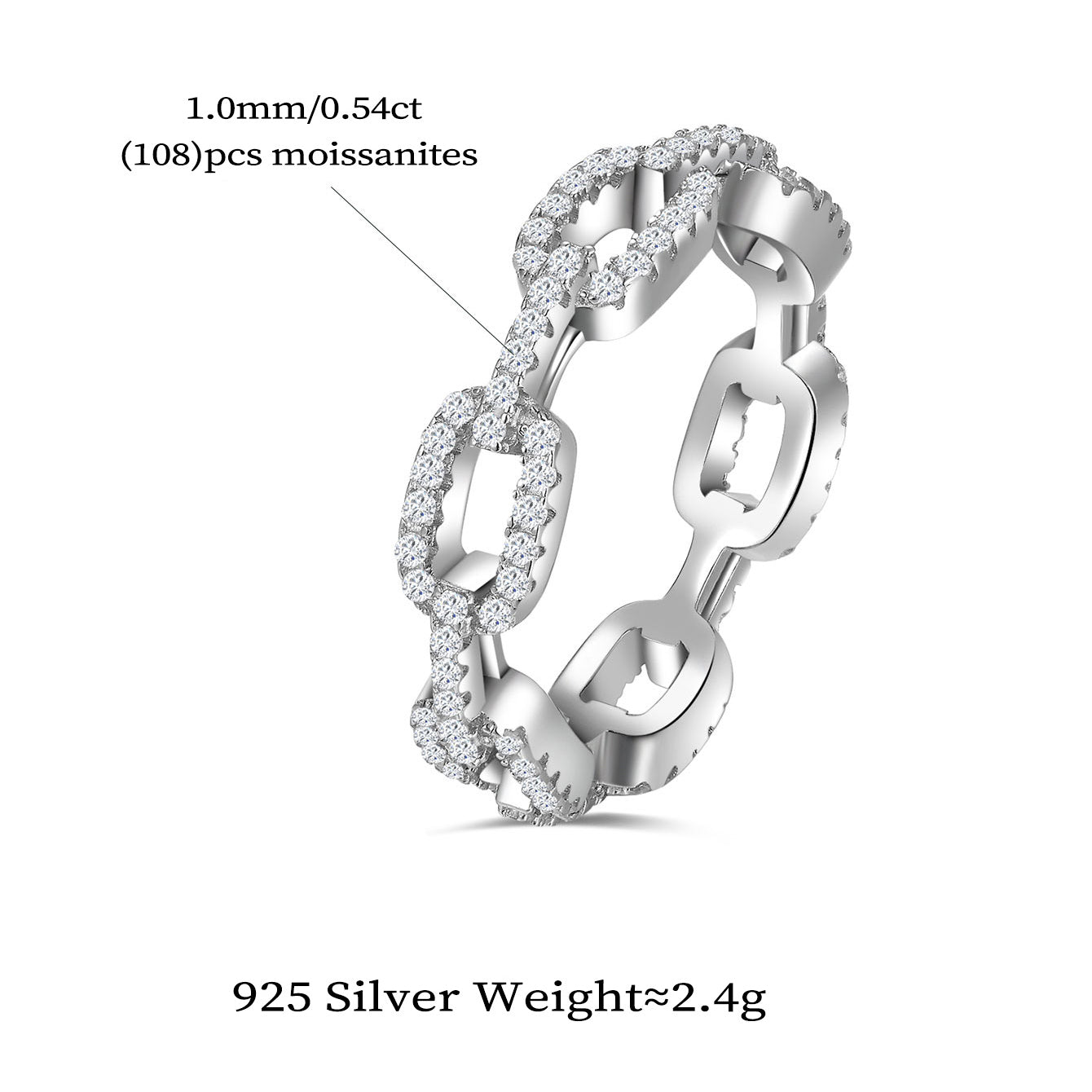 Diamond Chain Link Ring