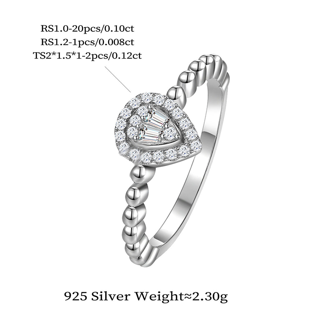 Teardrop Halo Beaded Ring