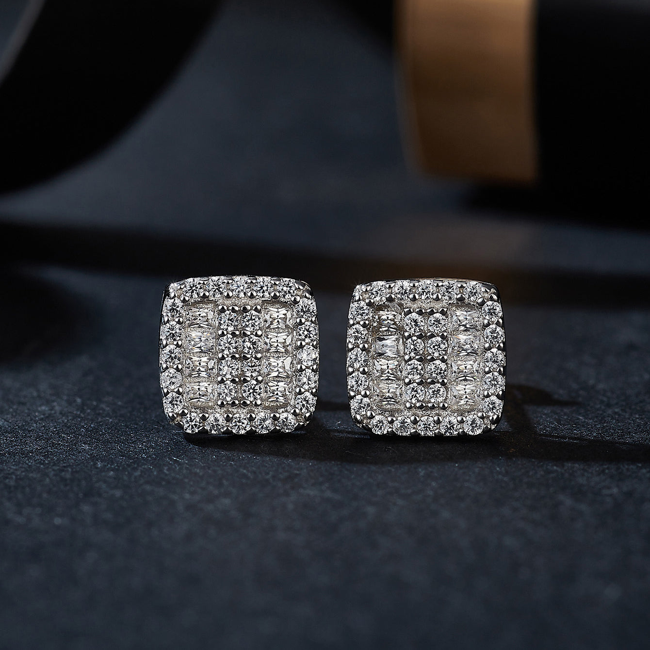 Square Layered Sparkle Studs