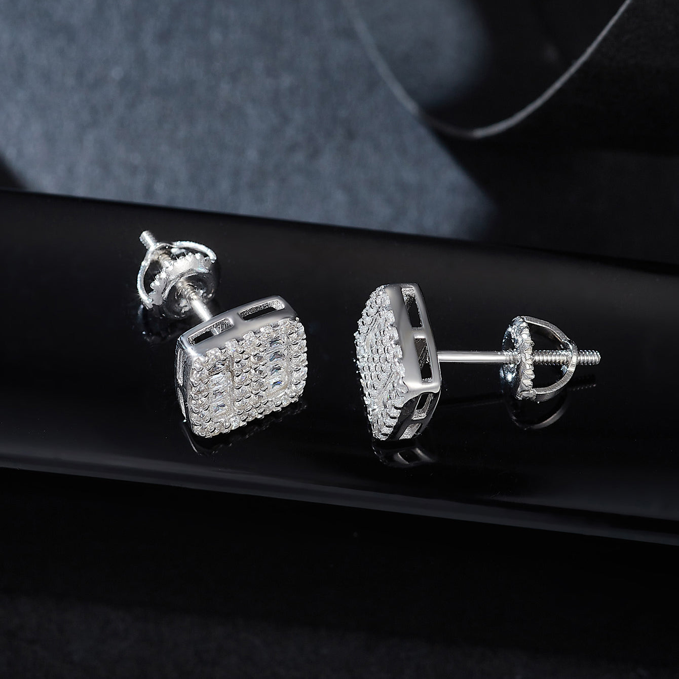 Square Layered Sparkle Studs