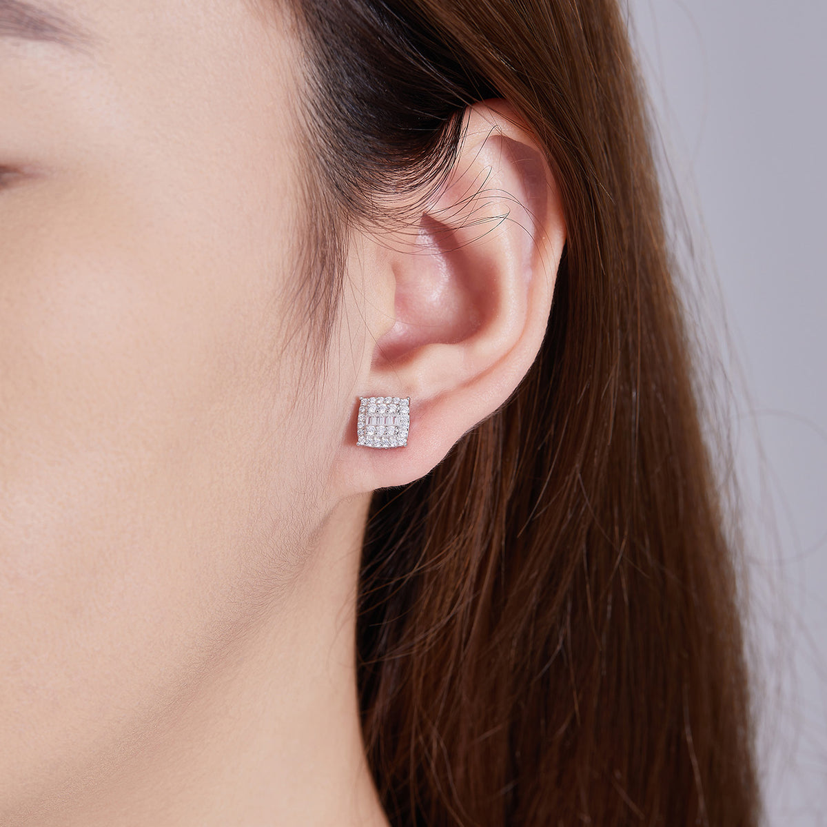 Square Halo Sparkle Studs