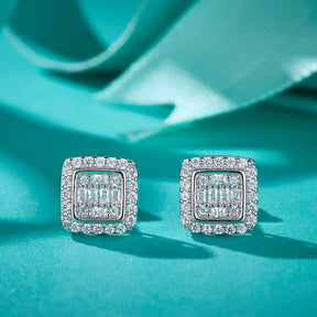 Square Halo Sparkle Studs