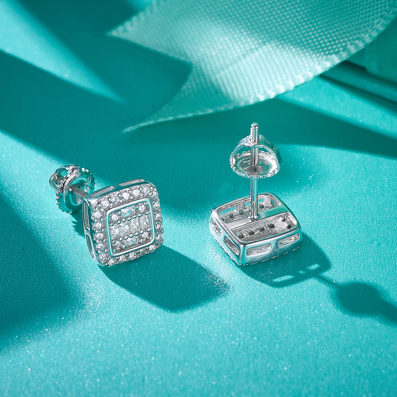 Square Halo Sparkle Studs