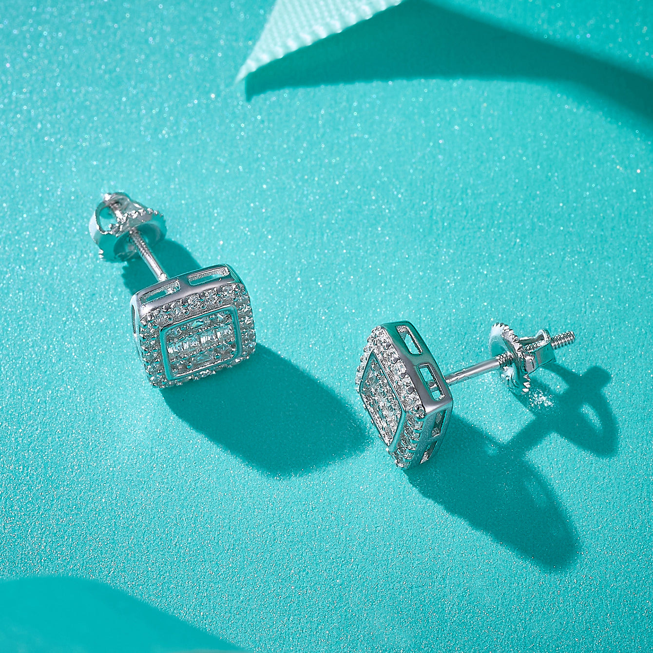 Square Halo Sparkle Studs