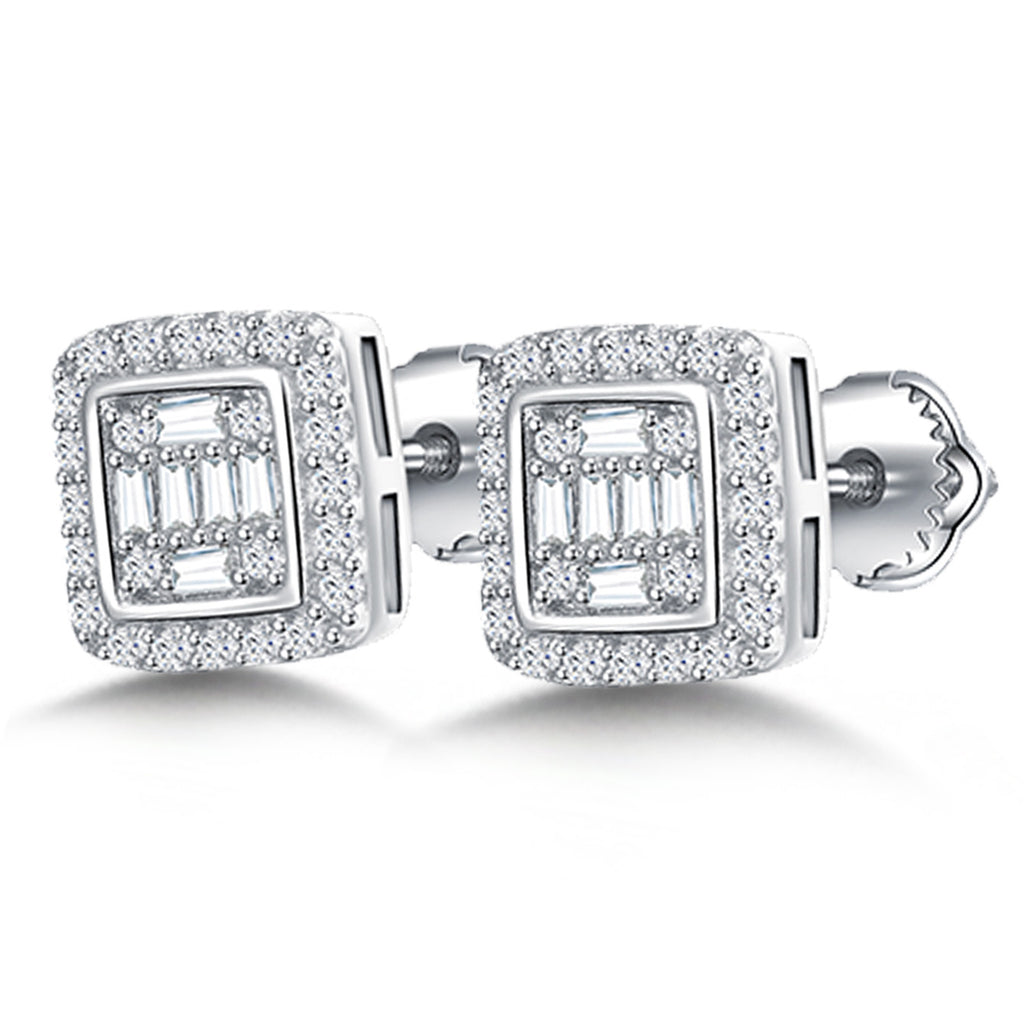 Square Halo Sparkle Studs