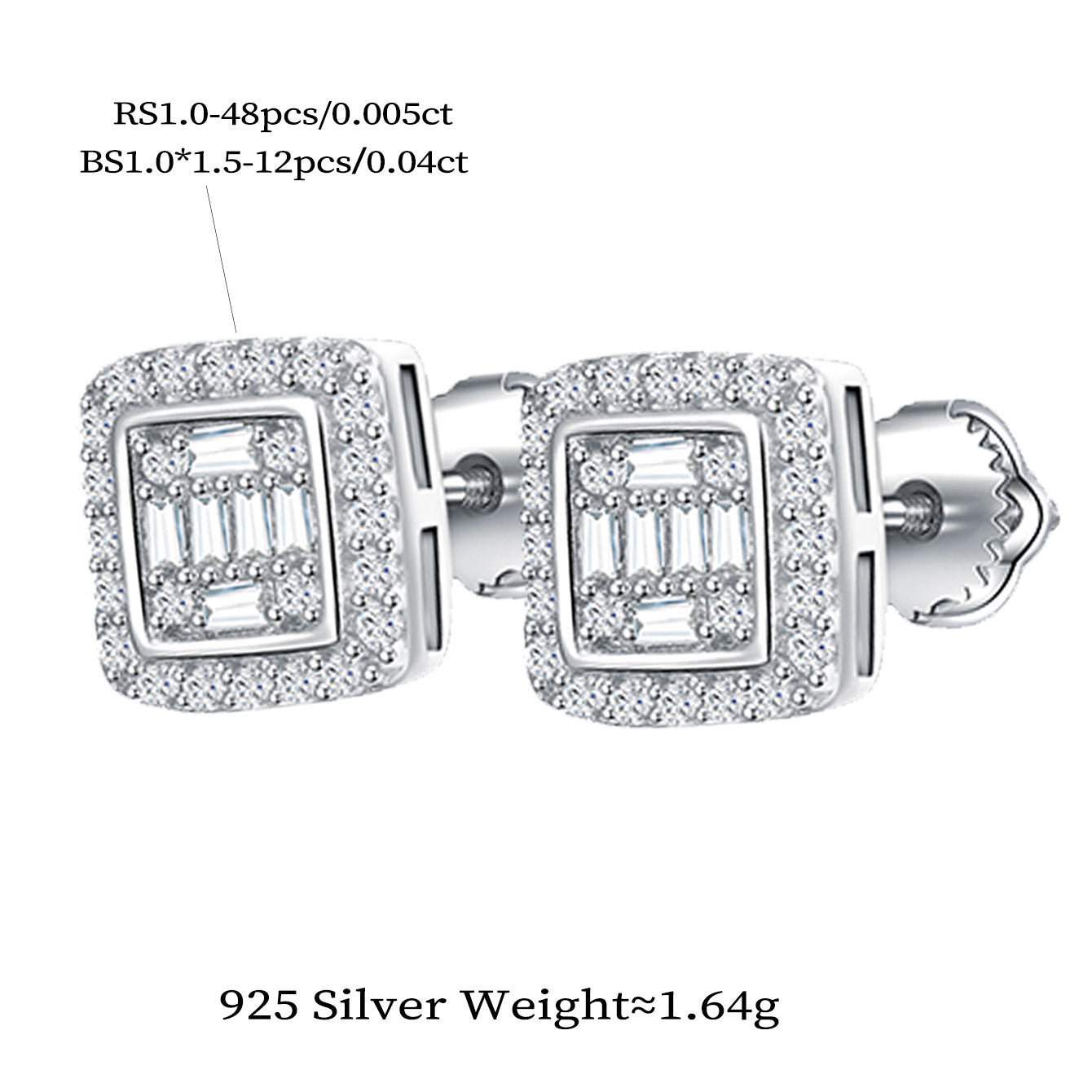 Square Halo Sparkle Studs