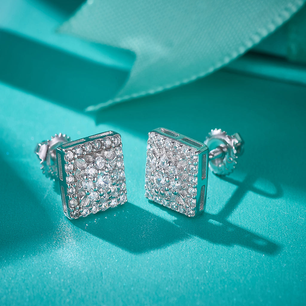 Square Floral Sparkle Studs
