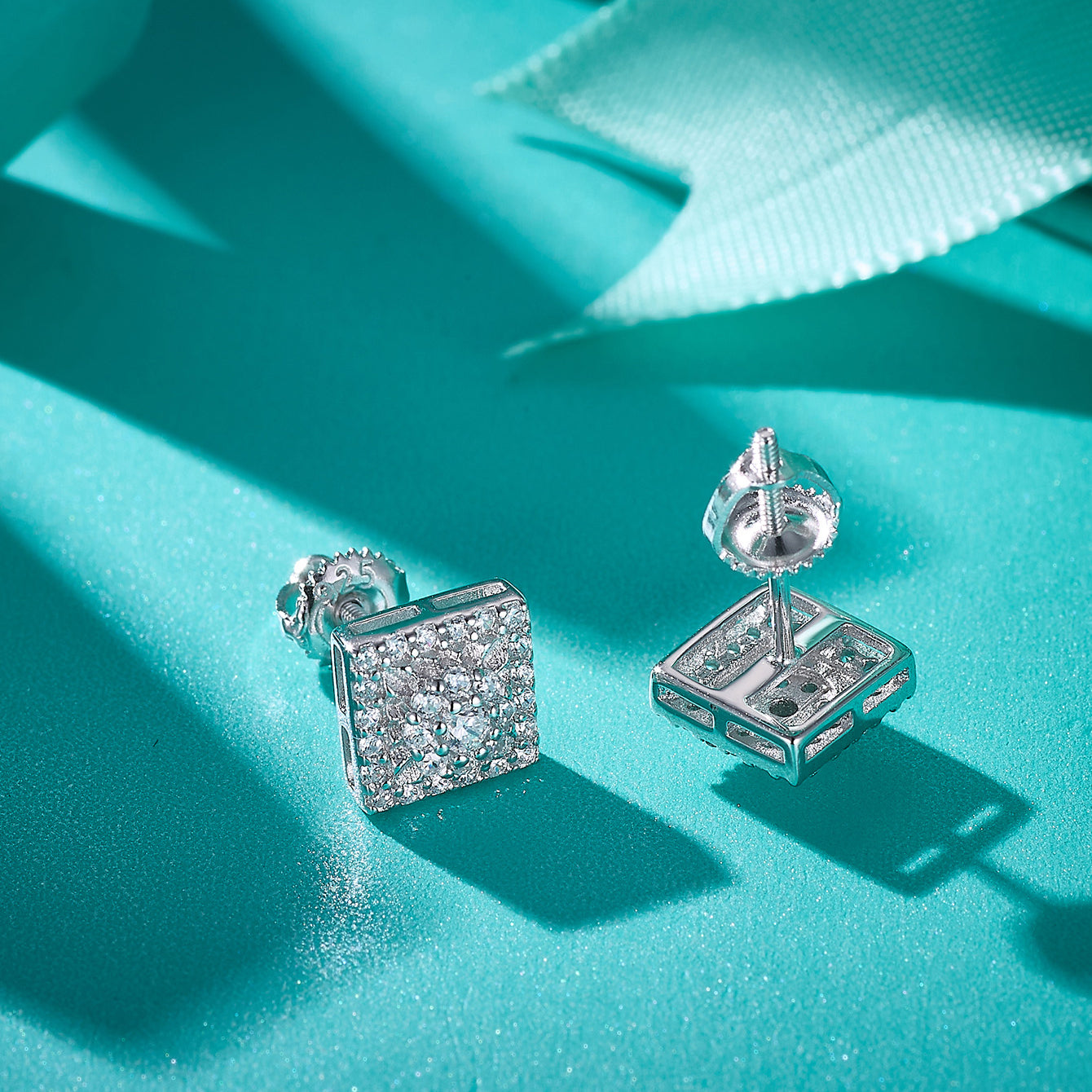 Square Floral Sparkle Studs