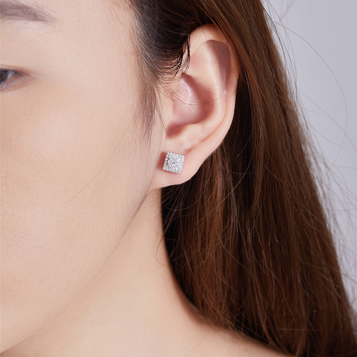 Square Floral Sparkle Studs