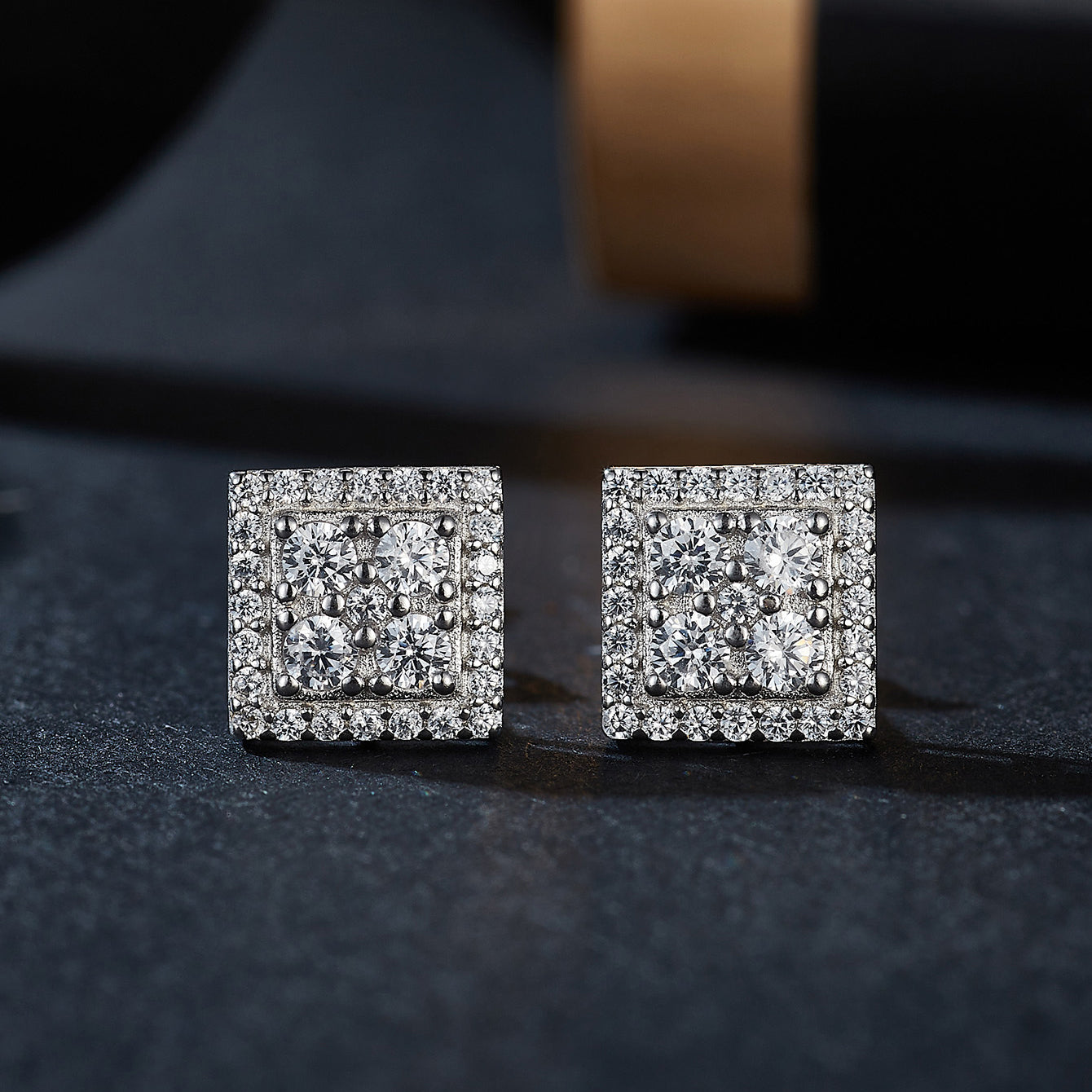 Geometric Gleam Square Studs