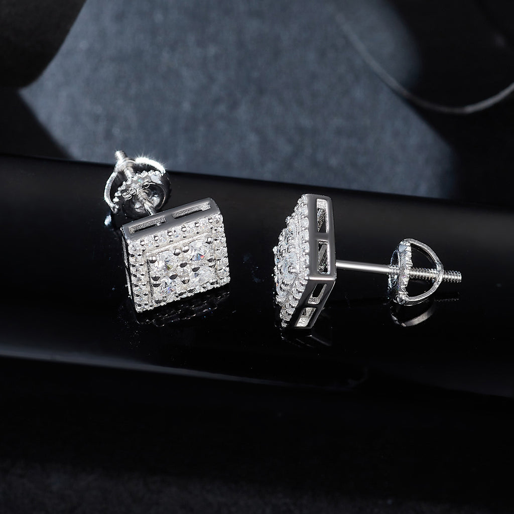 Geometric Gleam Square Studs