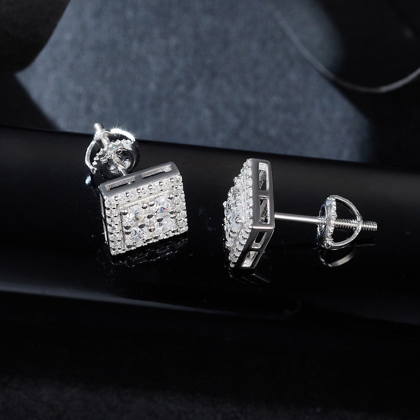 Geometric Gleam Square Studs