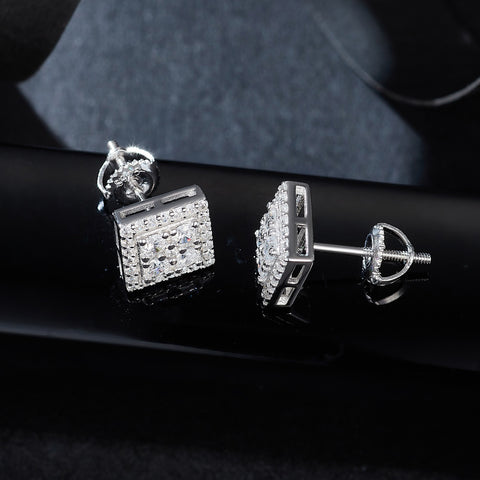 Geometric Gleam Square Studs