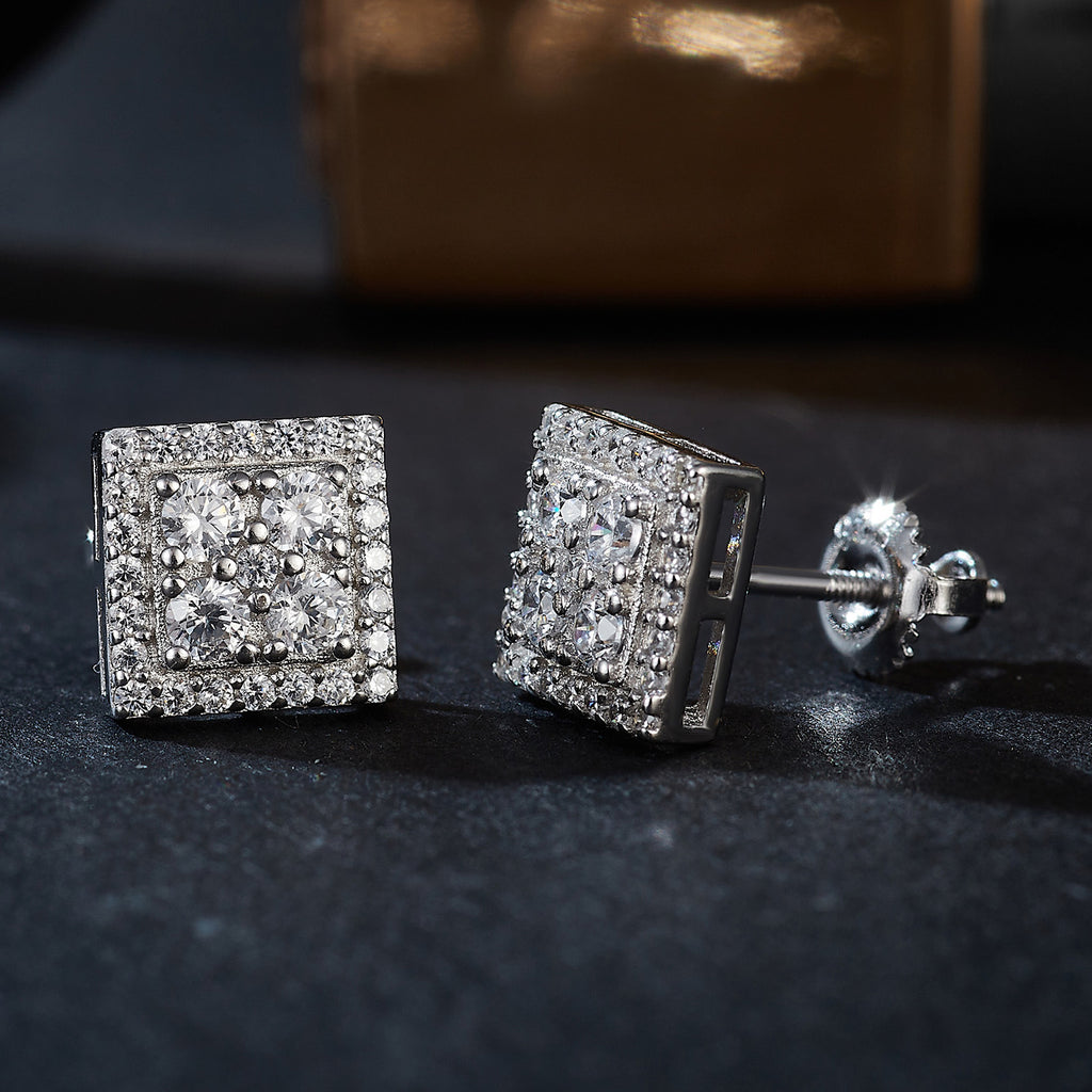 Geometric Gleam Square Studs