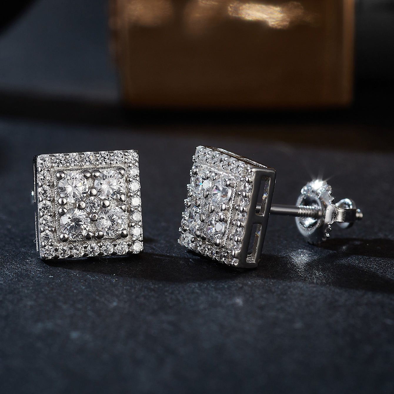 Geometric Gleam Square Studs