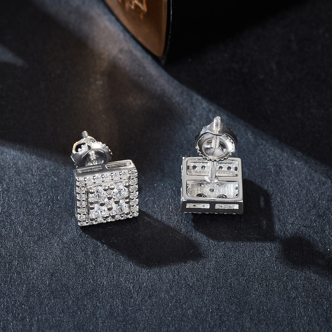 Geometric Gleam Square Studs