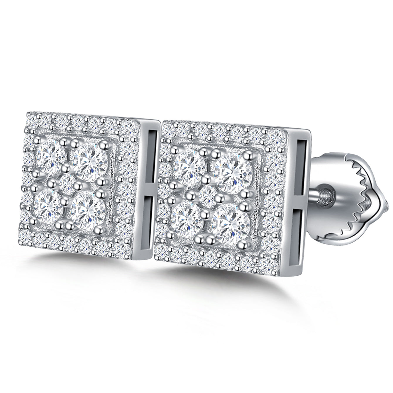 Geometric Gleam Square Studs