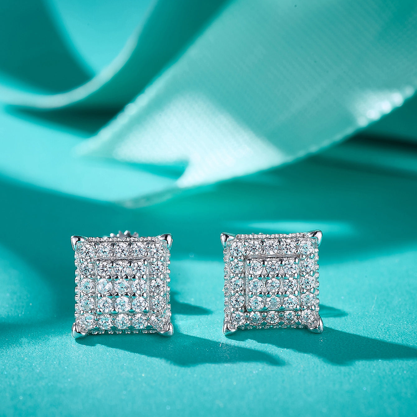 Square Grid Sparkle Studs