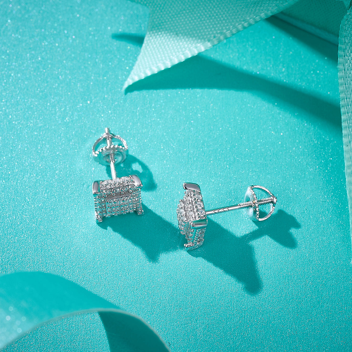 Square Grid Sparkle Studs