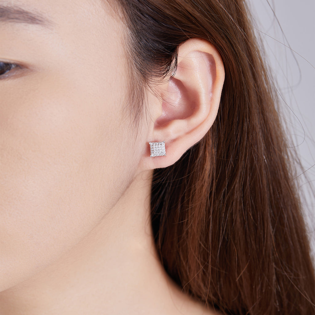 Square Grid Sparkle Studs