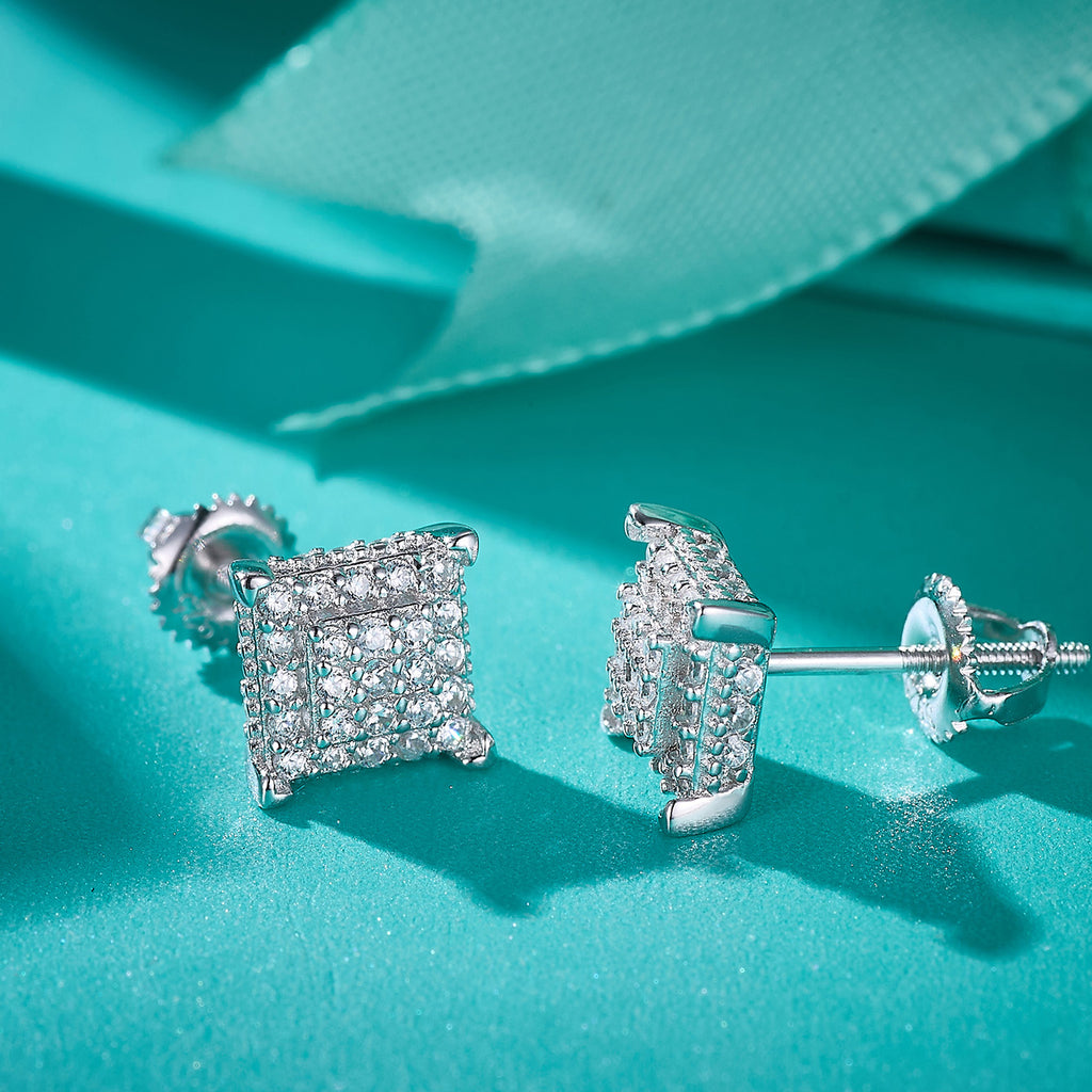 Square Grid Sparkle Studs