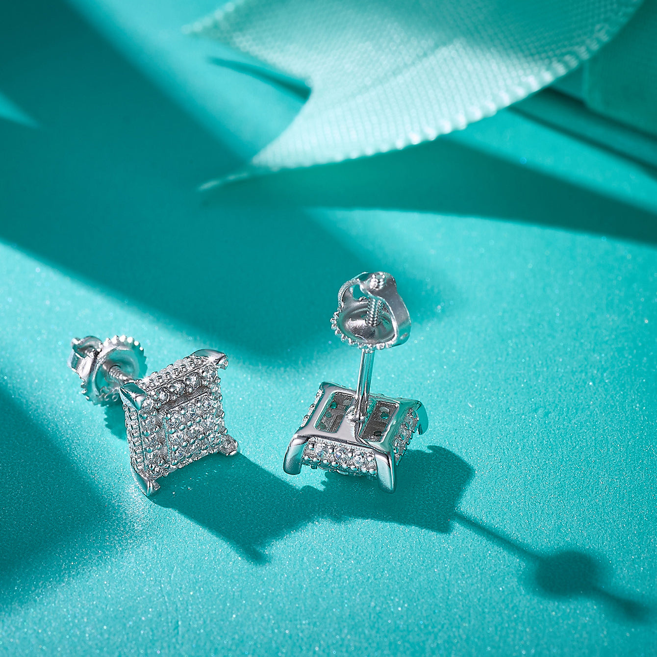 Square Grid Sparkle Studs