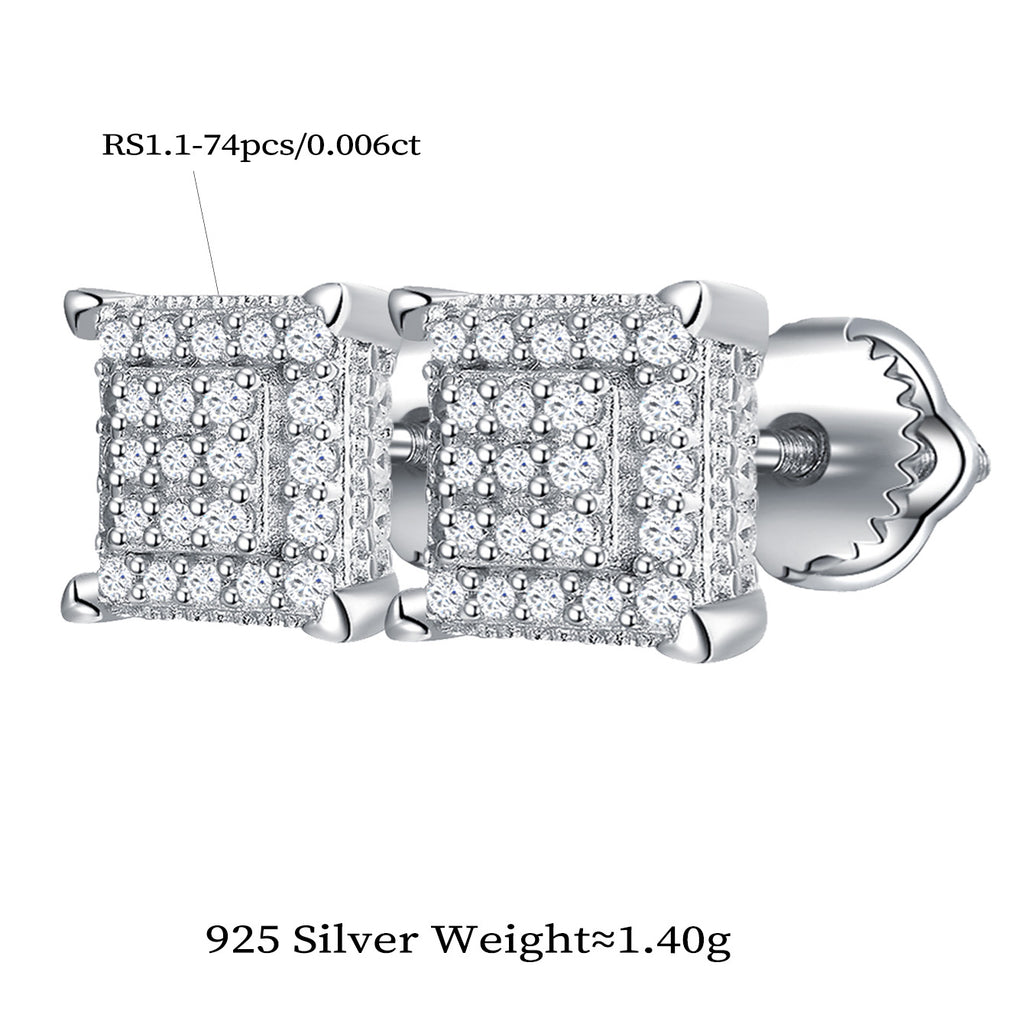 Square Grid Sparkle Studs