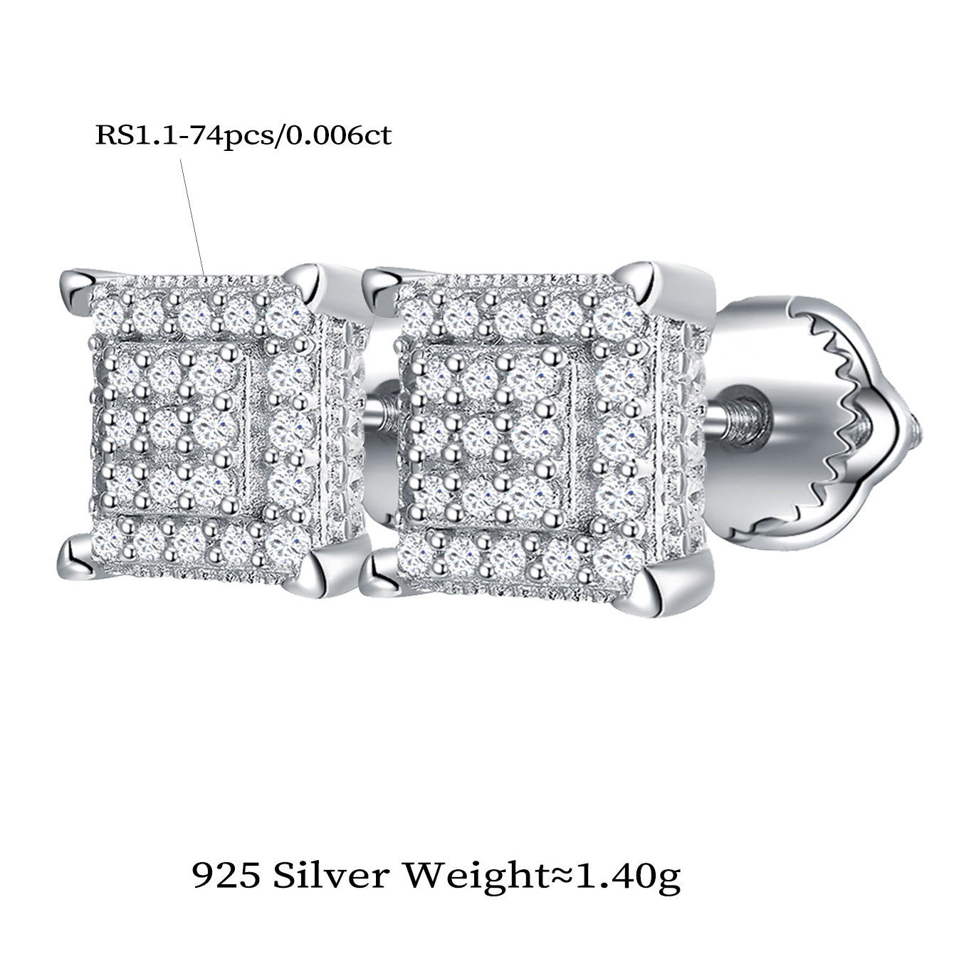 Square Grid Sparkle Studs